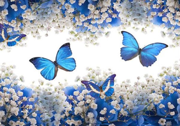 Blue Butterflies - Full Drill Diamond Painting - Specially ordered for you. Delivery is approximately 4 - 6 weeks. For Discount