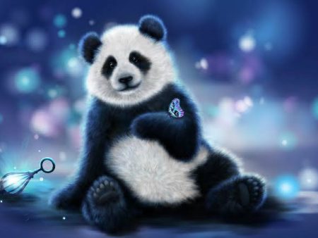 Blue Panda With Butterfly - Full Drill Diamond Painting - Specially ordered for you. Delivery is approximately 4 - 6 weeks. on Sale