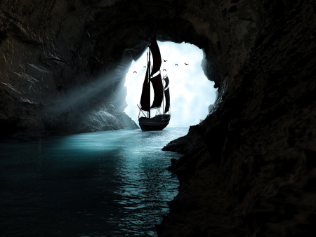 Boat Leaving Cave - Full Drill Diamond Painting - Specially ordered for you. Delivery is approximately 4 - 6 weeks. Discount