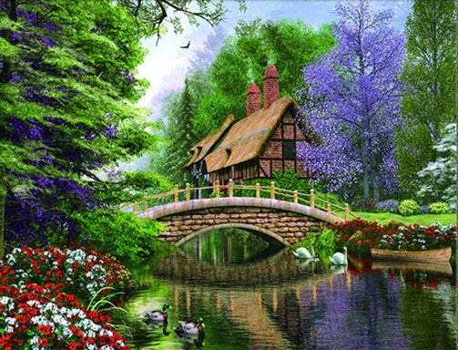 Bridge Over Peaceful Waters- Full Drill Diamond Painting - Specially ordered for you. Delivery is approximately 4 - 6 weeks. Supply